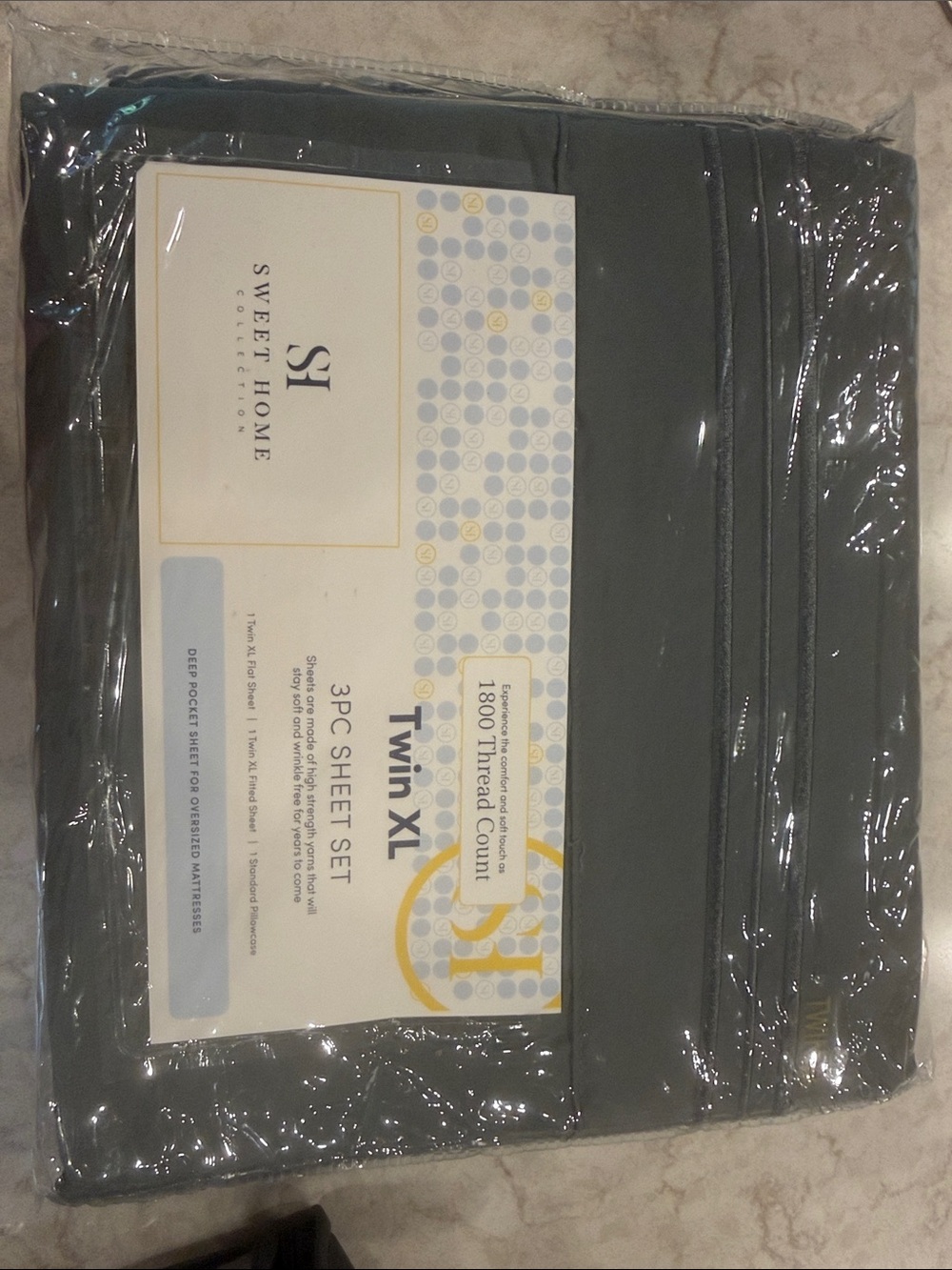 3PC Twin XL Sheet Set in Dark Gray